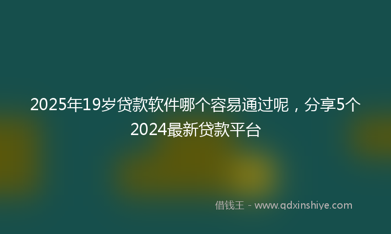 2025年19岁贷款软件哪个容易通过呢，分享5个2024最新贷款平台