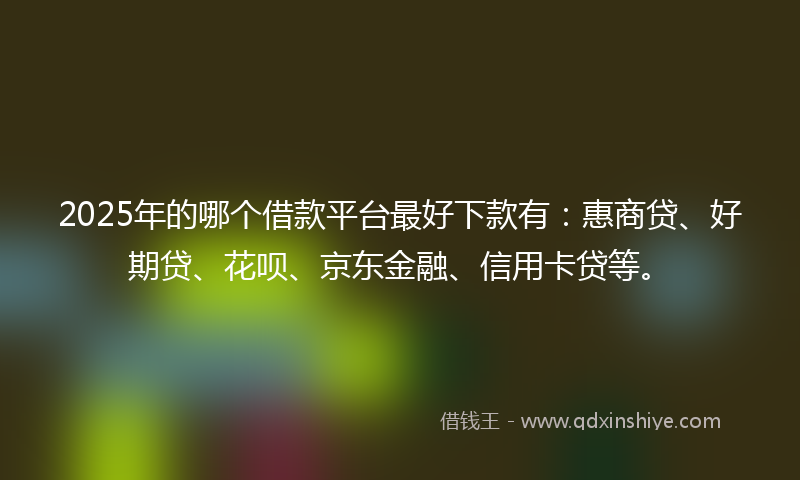 2025年的哪个借款平台最好下款有：惠商贷、好期贷、花呗、京东金融、信用卡贷等。