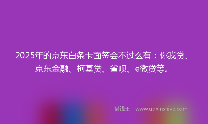 2025年的京东白条卡面签会不过么有：你我贷、京东金融、柯基贷、省呗、e微贷等。
