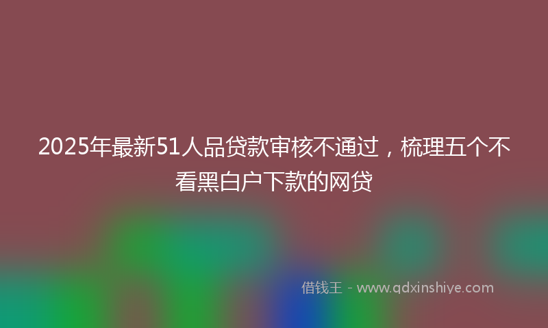 2025年最新51人品贷款审核不通过，梳理五个不看黑白户下款的网贷