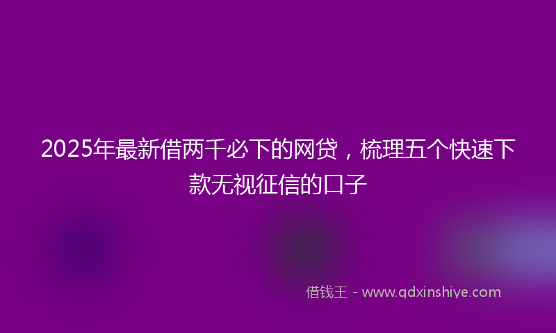 2025年最新借两千必下的网贷，梳理五个快速下款无视征信的口子