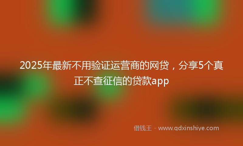 2025年最新不用验证运营商的网贷，分享5个真正不查征信的贷款app