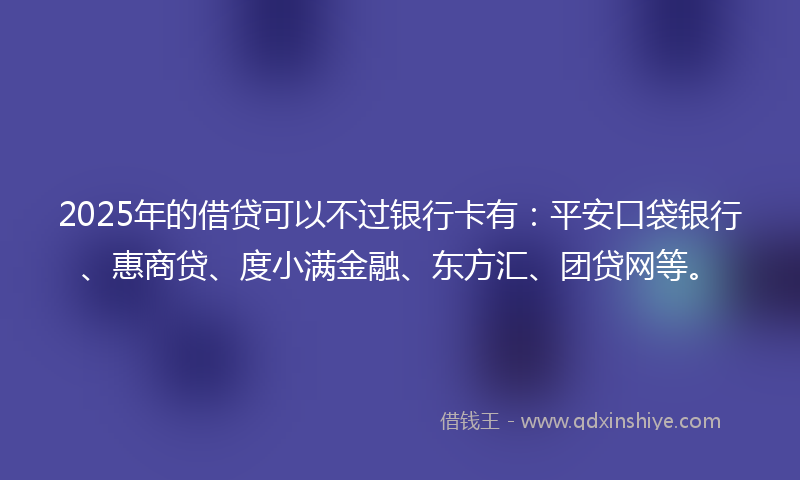 2025年的借贷可以不过银行卡有：平安口袋银行、惠商贷、度小满金融、东方汇、团贷网等。