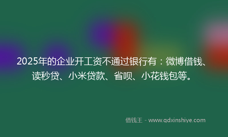 2025年的企业开工资不通过银行有：微博借钱、读秒贷、小米贷款、省呗、小花钱包等。