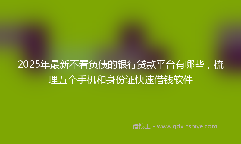 2025年最新不看负债的银行贷款平台有哪些，梳理五个手机和身份证快速借钱软件