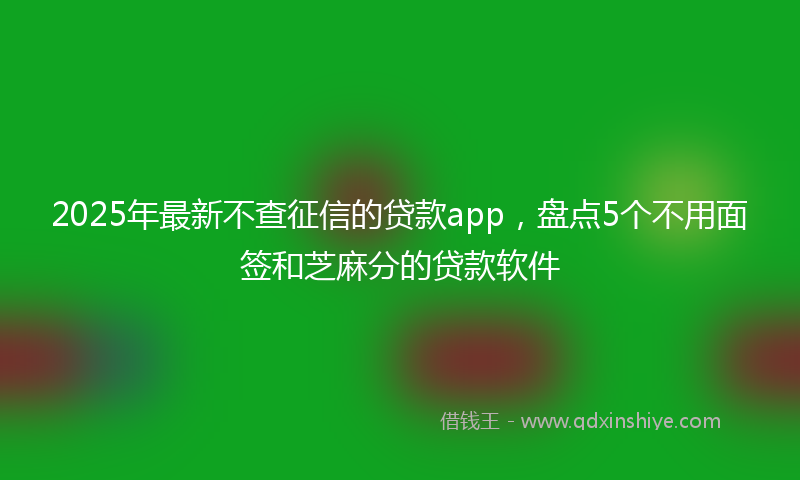 2025年最新不查征信的贷款app，盘点5个不用面签和芝麻分的贷款软件