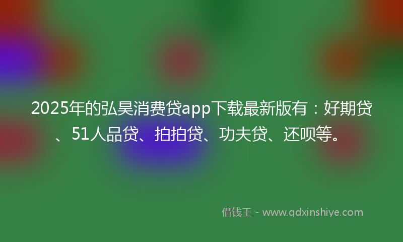 2025年的弘昊消费贷app下载最新版有：好期贷、51人品贷、拍拍贷、功夫贷、还呗等。