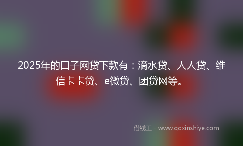 2025年的口子网贷下款有：滴水贷、人人贷、维信卡卡贷、e微贷、团贷网等。