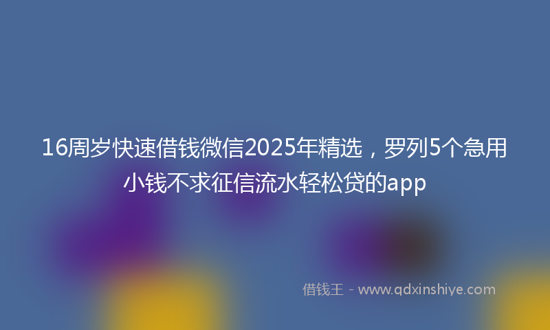 16周岁快速借钱微信2025年精选，罗列5个急用小钱不求征信流水轻松贷的app