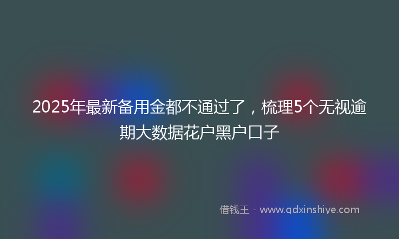 2025年最新备用金都不通过了，梳理5个无视逾期大数据花户黑户口子