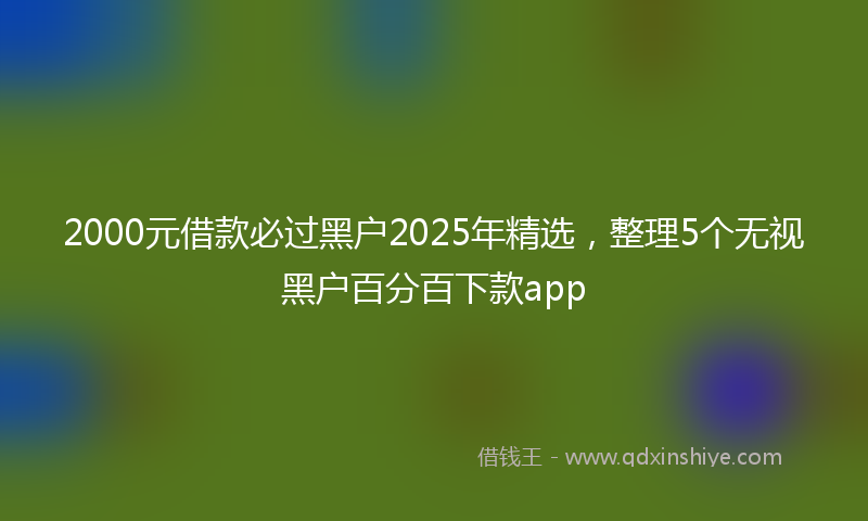 2000元借款必过黑户2025年精选，整理5个无视黑户百分百下款app