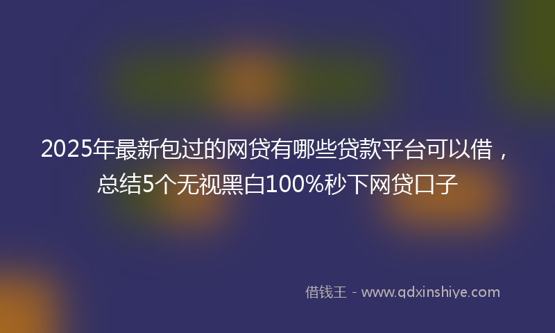 2025年最新包过的网贷有哪些贷款平台可以借，总结5个无视黑白100%秒下网贷口子