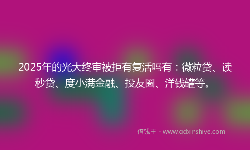 2025年的光大终审被拒有复活吗有：微粒贷、读秒贷、度小满金融、投友圈、洋钱罐等。