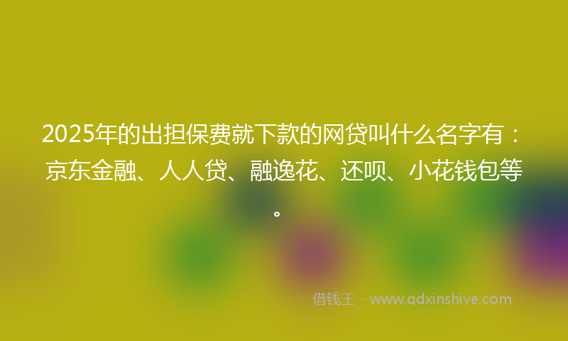 2025年的出担保费就下款的网贷叫什么名字有：京东金融、人人贷、融逸花、还呗、小花钱包等。
