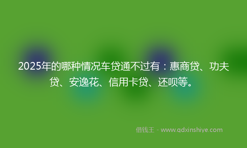 2025年的哪种情况车贷通不过有：惠商贷、功夫贷、安逸花、信用卡贷、还呗等。
