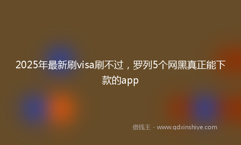 2025年最新刷visa刷不过，罗列5个网黑真正能下款的app