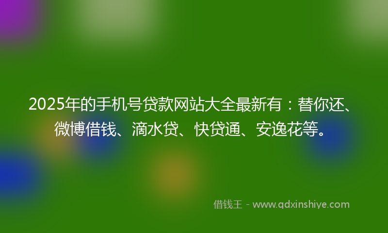 2025年的手机号贷款网站大全最新有：替你还、微博借钱、滴水贷、快贷通、安逸花等。