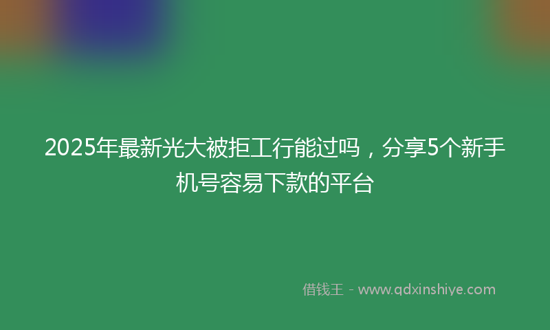 2025年最新光大被拒工行能过吗，分享5个新手机号容易下款的平台