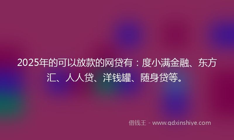 2025年的可以放款的网贷有：度小满金融、东方汇、人人贷、洋钱罐、随身贷等。