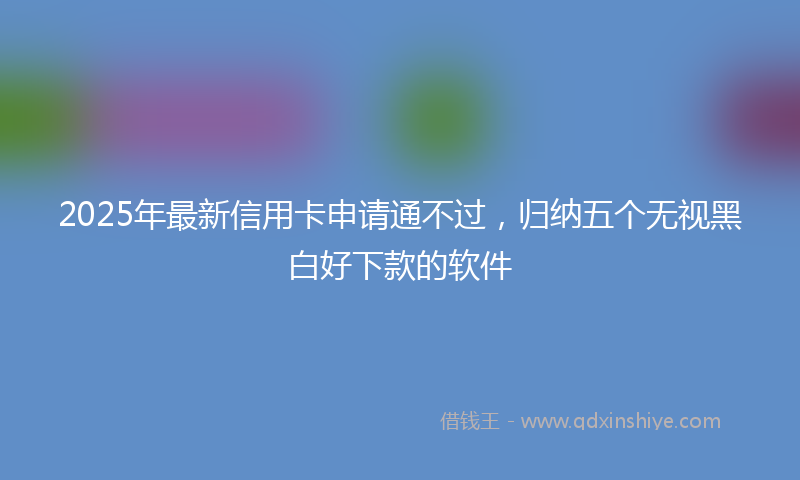2025年最新信用卡申请通不过，归纳五个无视黑白好下款的软件