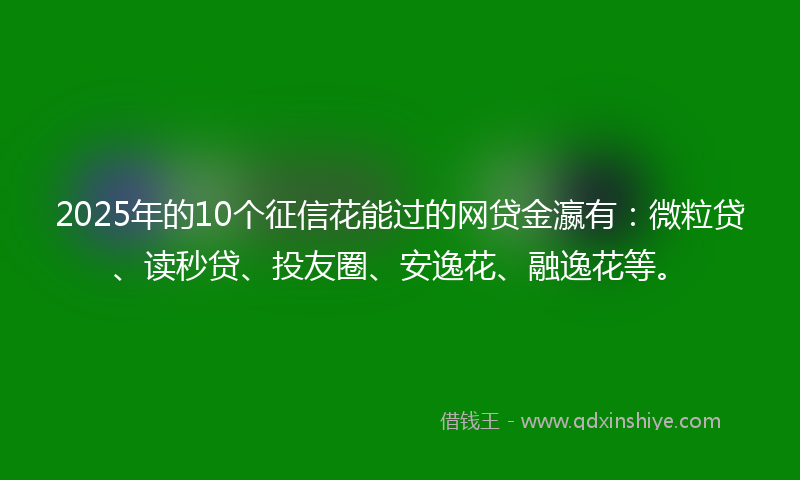2025年的10个征信花能过的网贷金瀛有：微粒贷、读秒贷、投友圈、安逸花、融逸花等。
