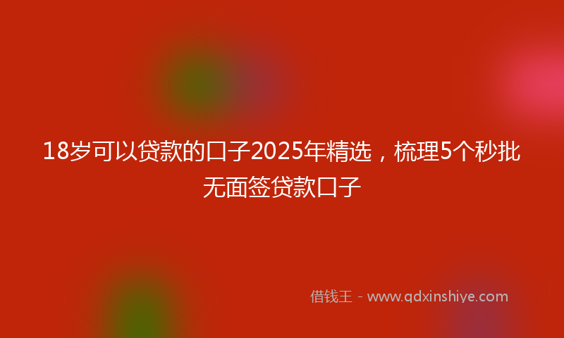 18岁可以贷款的口子2025年精选，梳理5个秒批无面签贷款口子