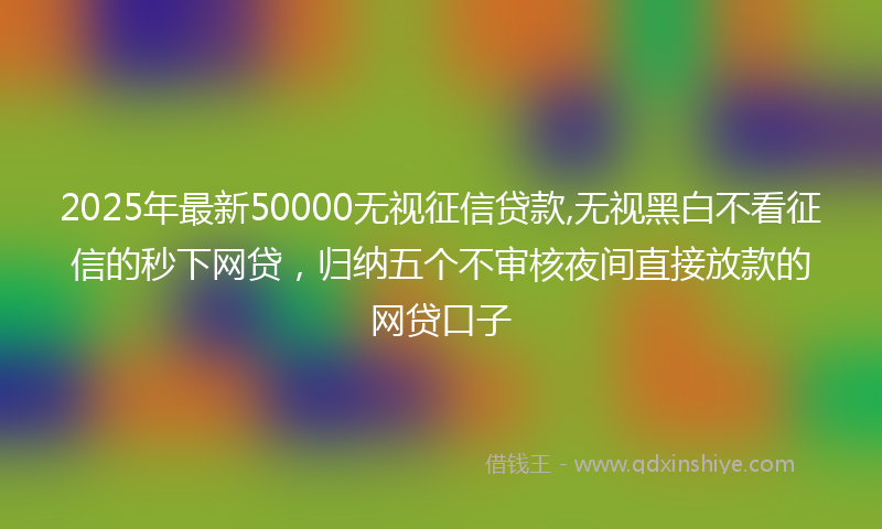 2025年最新50000无视征信贷款,无视黑白不看征信的秒下网贷，归纳五个不审核夜间直接放款的网贷口子