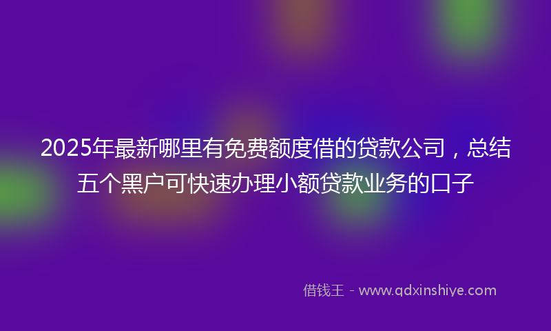 2025年最新哪里有免费额度借的贷款公司，总结五个黑户可快速办理小额贷款业务的口子