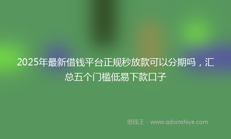 2025年最新借钱平台正规秒放款可以分期吗，汇总五个门槛低易下款口子