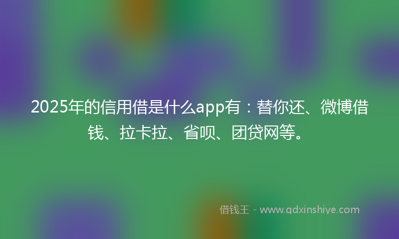 2025年的信用借是什么app有：替你还、微博借钱、拉卡拉、省呗、团贷网等。