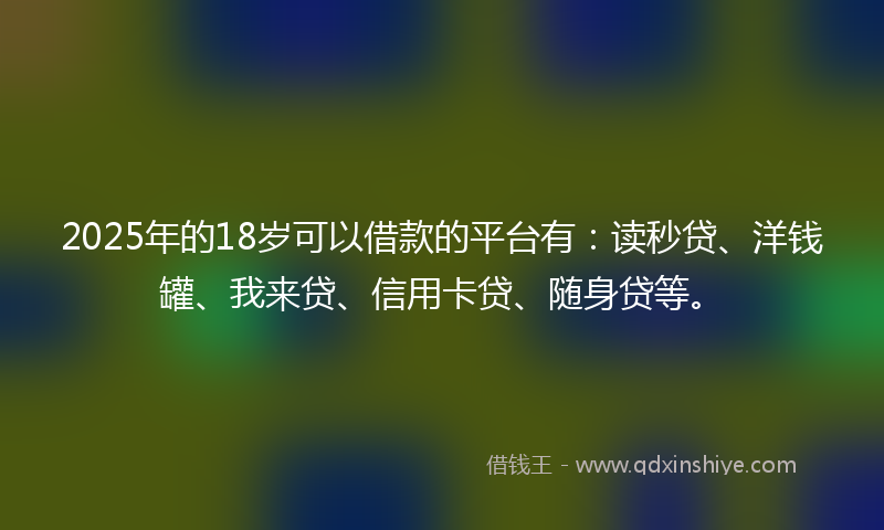 2025年的18岁可以借款的平台有：读秒贷、洋钱罐、我来贷、信用卡贷、随身贷等。