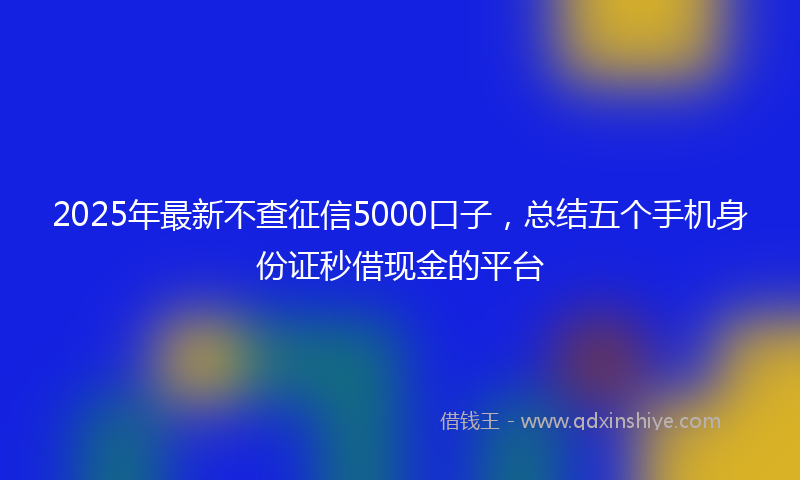 2025年最新不查征信5000口子，总结五个手机身份证秒借现金的平台