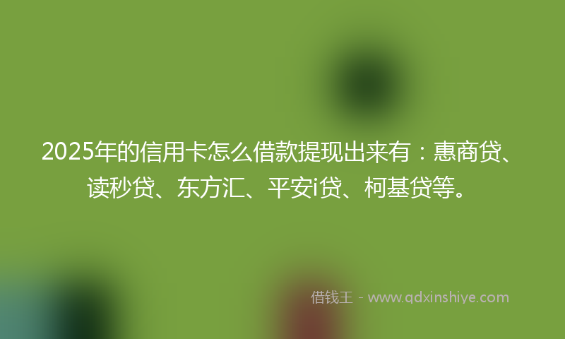 2025年的信用卡怎么借款提现出来有：惠商贷、读秒贷、东方汇、平安i贷、柯基贷等。