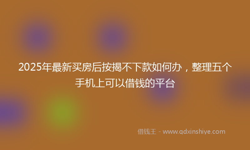 2025年最新买房后按揭不下款如何办，整理五个手机上可以借钱的平台