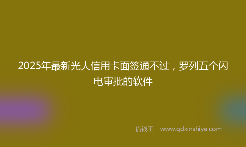 2025年最新光大信用卡面签通不过，罗列五个闪电审批的软件