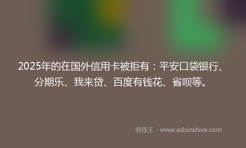2025年的在国外信用卡被拒有：平安口袋银行、分期乐、我来贷、百度有钱花、省呗等。