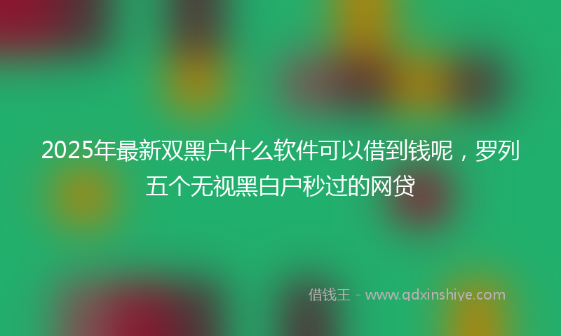 2025年最新双黑户什么软件可以借到钱呢，罗列五个无视黑白户秒过的网贷
