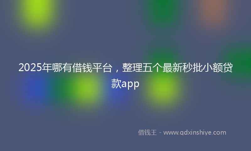 2025年哪有借钱平台，整理五个最新秒批小额贷款app