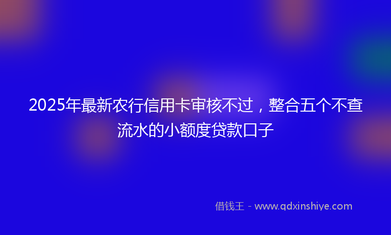 2025年最新农行信用卡审核不过，整合五个不查流水的小额度贷款口子