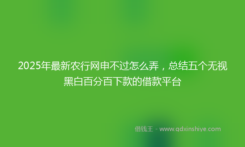2025年最新农行网申不过怎么弄，总结五个无视黑白百分百下款的借款平台