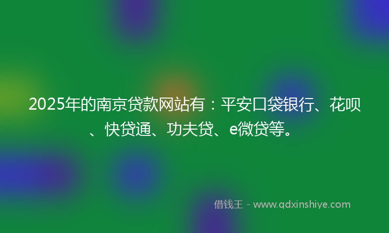 2025年的南京贷款网站有：平安口袋银行、花呗、快贷通、功夫贷、e微贷等。
