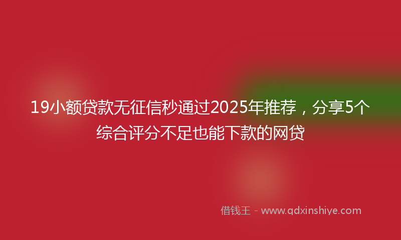 19小额贷款无征信秒通过2025年推荐，分享5个综合评分不足也能下款的网贷