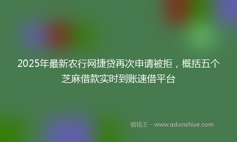 2025年最新农行网捷贷再次申请被拒，概括五个芝麻借款实时到账速借平台