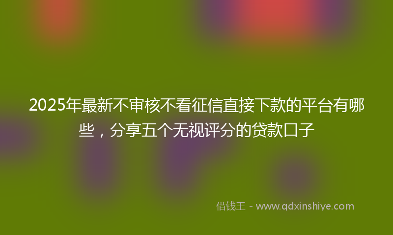 2025年最新不审核不看征信直接下款的平台有哪些，分享五个无视评分的贷款口子