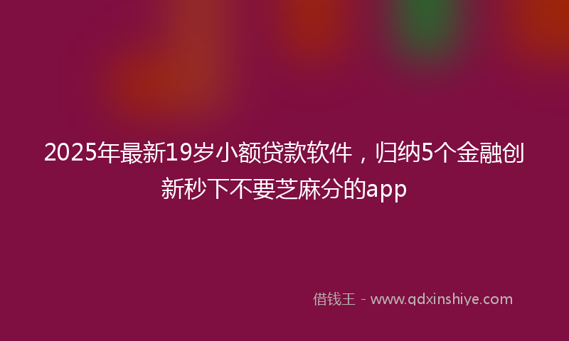 2025年最新19岁小额贷款软件，归纳5个金融创新秒下不要芝麻分的app
