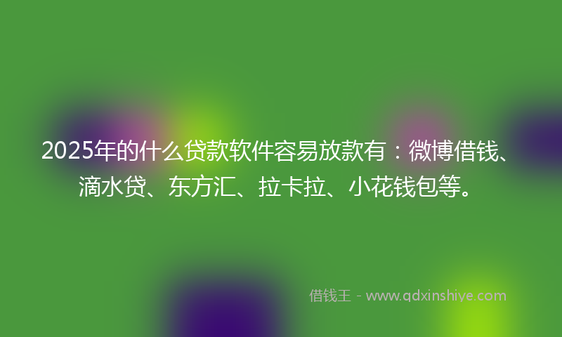 2025年的什么贷款软件容易放款有：微博借钱、滴水贷、东方汇、拉卡拉、小花钱包等。
