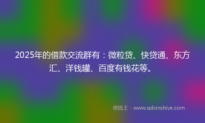 2025年的借款交流群有：微粒贷、快贷通、东方汇、洋钱罐、百度有钱花等。