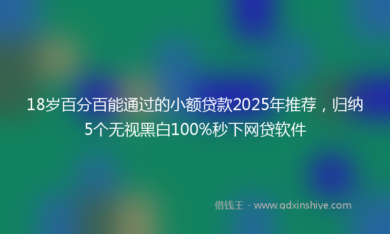 18岁百分百能通过的小额贷款2025年推荐，归纳5个无视黑白100%秒下网贷软件