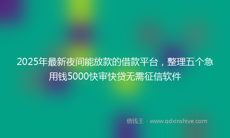 2025年最新夜间能放款的借款平台，整理五个急用钱5000快审快贷无需征信软件