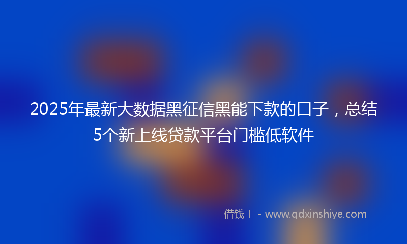 2025年最新大数据黑征信黑能下款的口子，总结5个新上线贷款平台门槛低软件